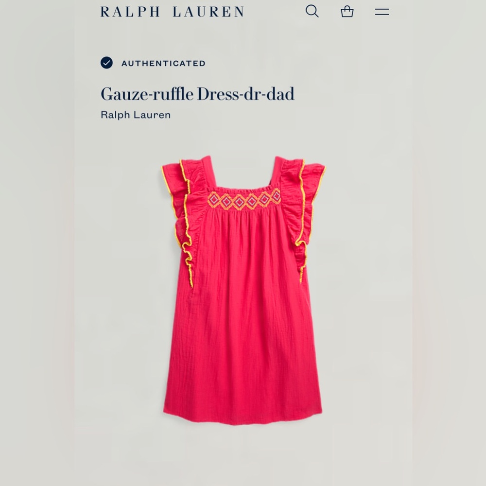Polo Ralph Lauren Girl's Gauze Ruffle-Sleeve Dress 16
